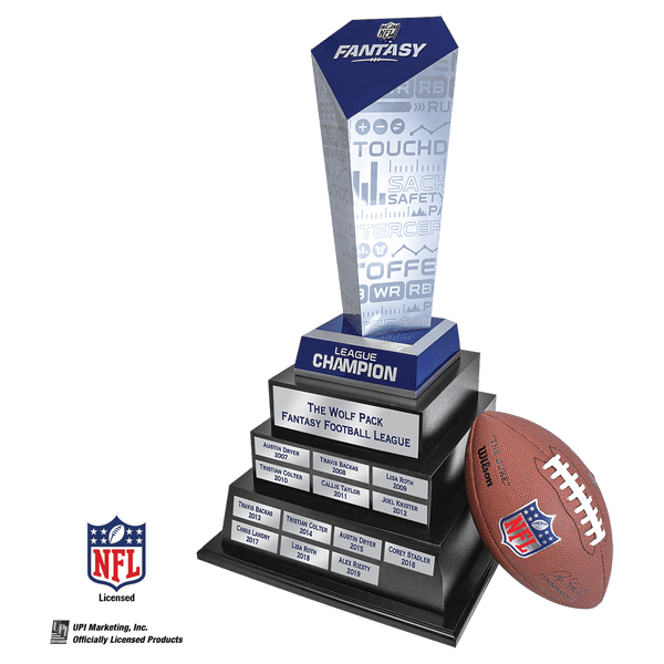 NFL Fantasy Football Trophy on 3 Tier Black Wood Base - Anderson Trophy Co.