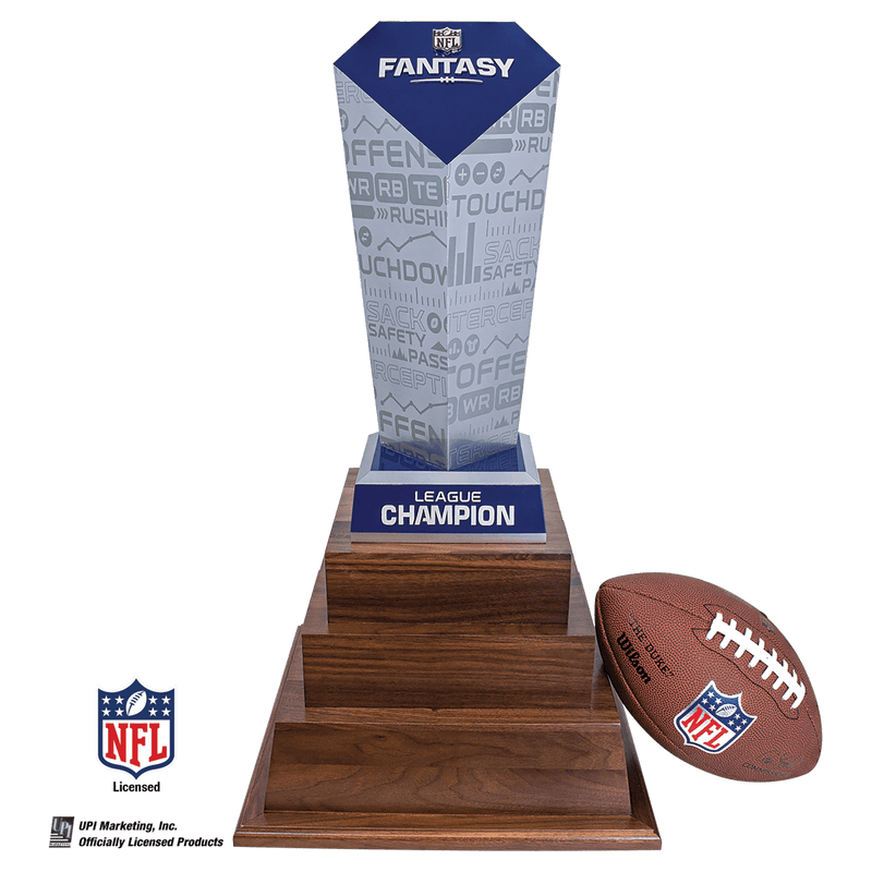 NFL Fantasy Football Trophy on 3 Tier Walnut Base - Anderson Trophy Co.