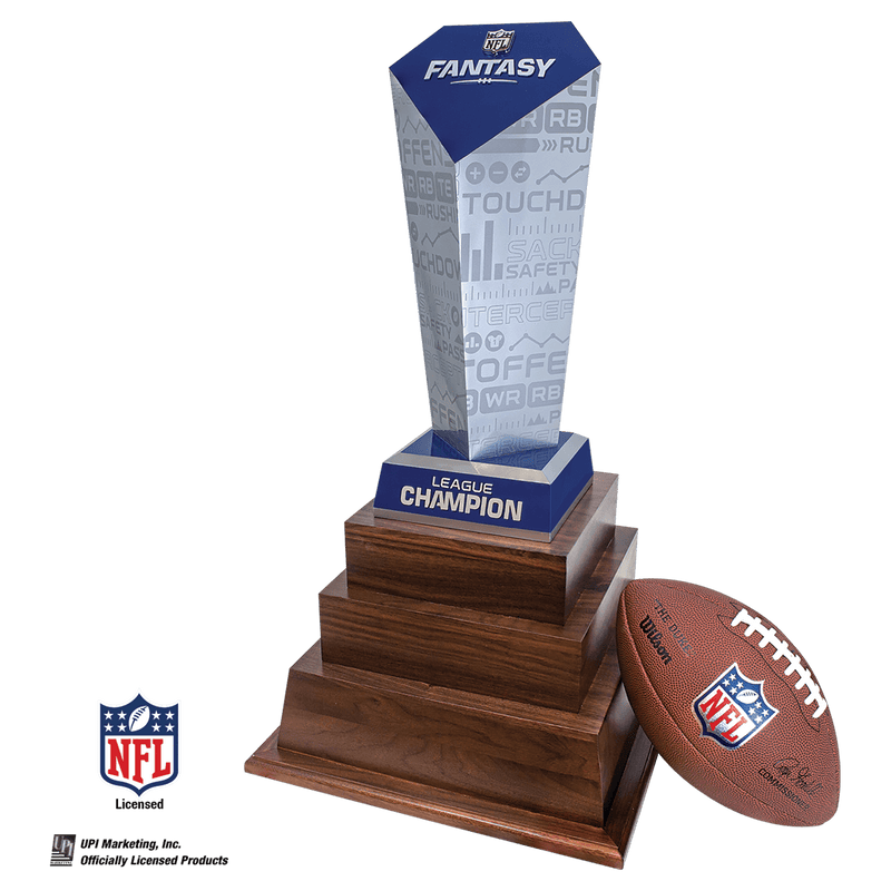 NFL Fantasy Football Trophy on 3 Tier Walnut Base - Anderson Trophy Co.