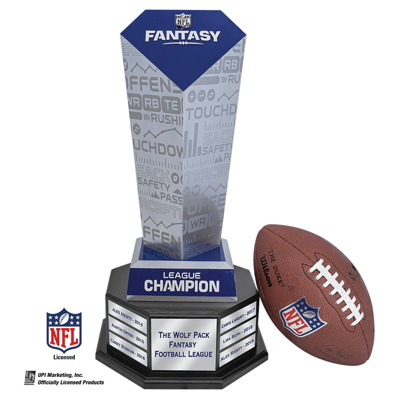 NFL Fantasy Football Trophy on Black Hexagon Base - Anderson Trophy Co.