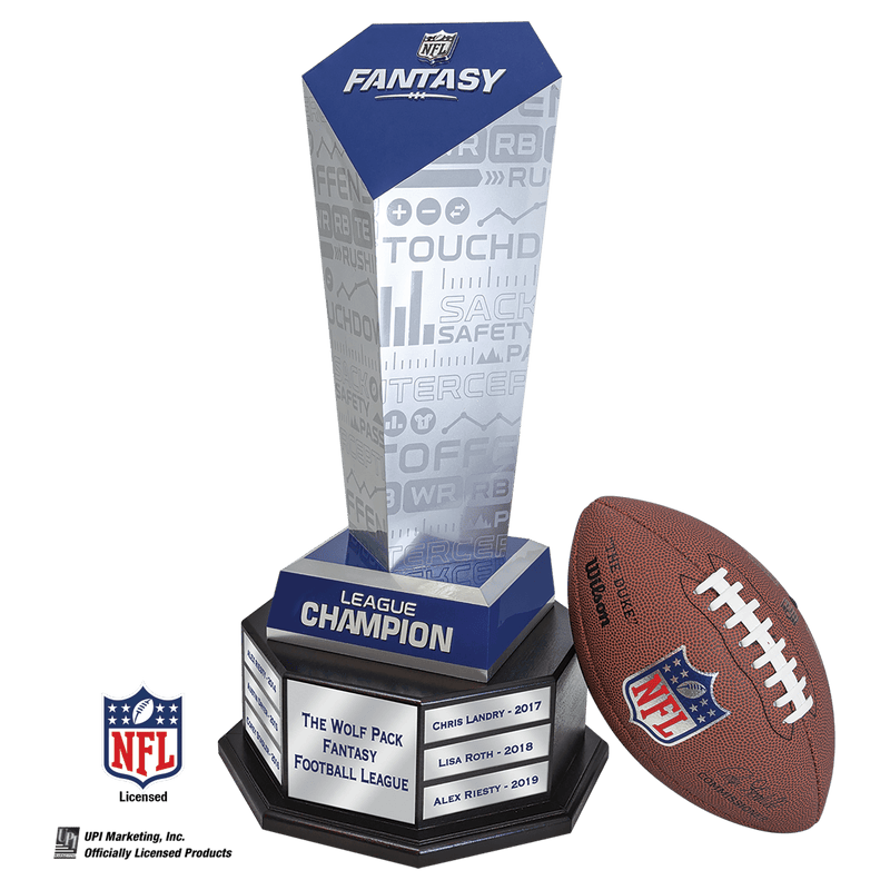 NFL Fantasy Football Trophy on Black Hexagon Base - Anderson Trophy Co.