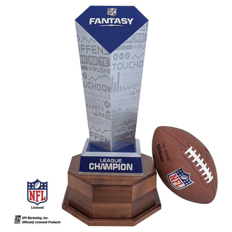 NFL Fantasy Football Trophy on Walnut Hexagon Base - Anderson Trophy Co.