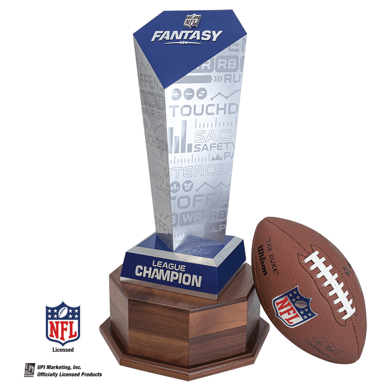 NFL Fantasy Football Trophy on Walnut Hexagon Base - Anderson Trophy Co.