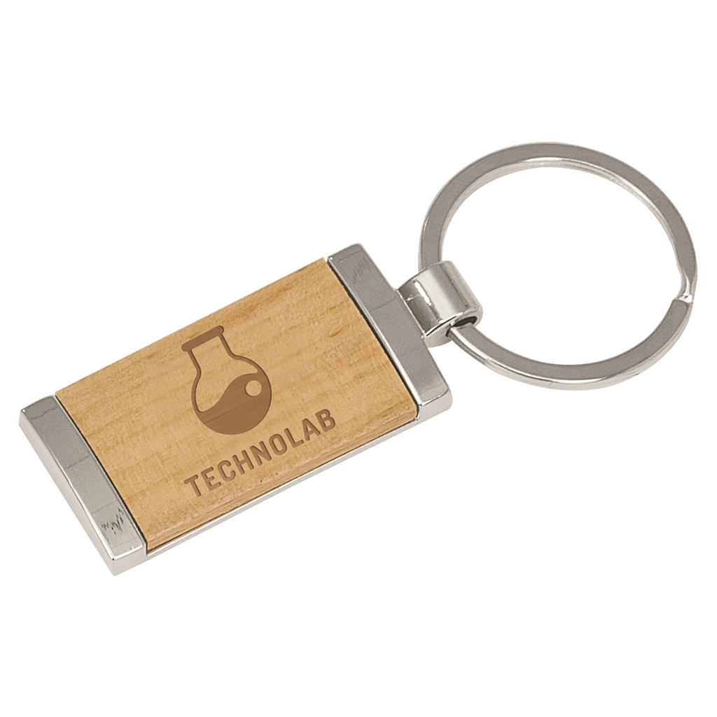 Key Fob Rectangle Rectangle Silver and Wood Key Fob - silver wood key fob | Engraved ...