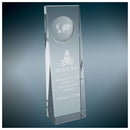 Rectangle Wedge Globe Crystal Glass Award - Anderson Trophy Co.