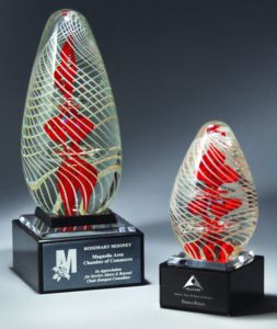 Red Spiral Clear Egg Series Glass Art Award - Anderson Trophy Co.