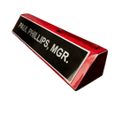 Rosewood Piano Finish Name Wedge with Card Holder - Anderson Trophy Co.