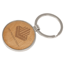 Round Silver and Wood Key Fob - Anderson Trophy Co.
