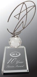 Silver Star Silhouette on Crystal Block Award - Anderson Trophy Co.