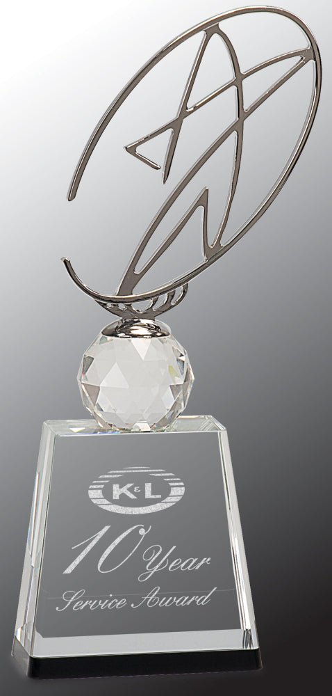 Silver Star Silhouette on Crystal Block Award - Anderson Trophy Co.