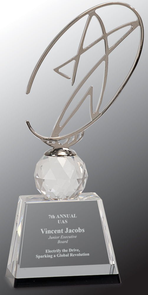 Silver Star Silhouette on Crystal Block Award - Anderson Trophy Co.