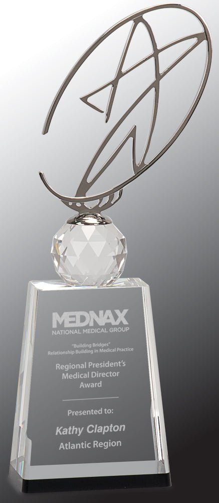 Silver Star Silhouette on Crystal Block Award - Anderson Trophy Co.