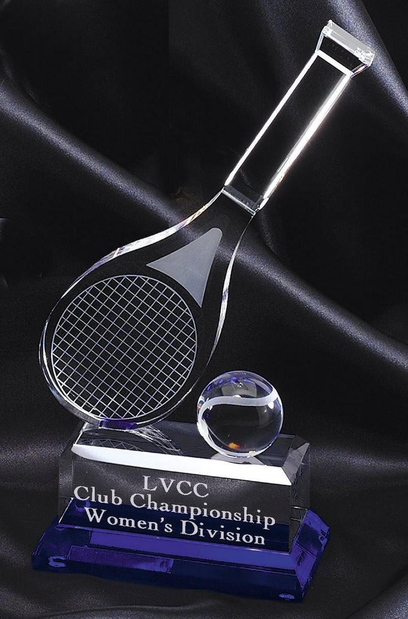 Sport Design Series Tennis Racket Crystal Award - Anderson Trophy Co.