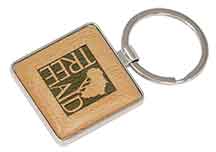 Square Silver and Wood Key Fob - Anderson Trophy Co.