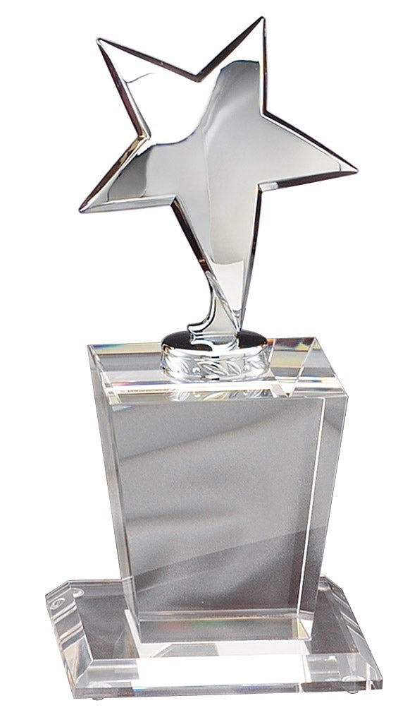 Stainless Star on Crystal Base - Anderson Trophy Co.