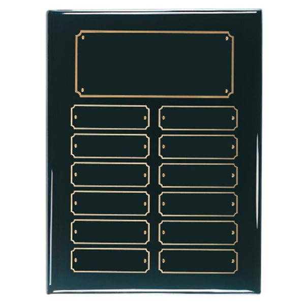 12 Plate Perpetual Plaque - Black Piano Finish - 9" x 12" - AndersonTrophy.com