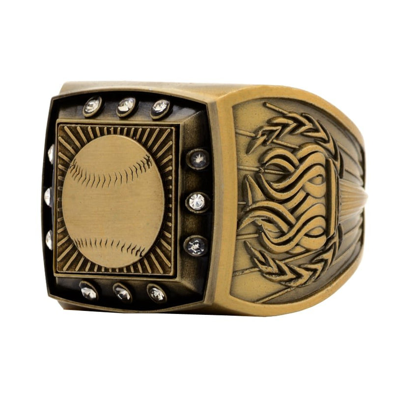 12 Stone Baseball Ring - Antique Finish - AndersonTrophy.com