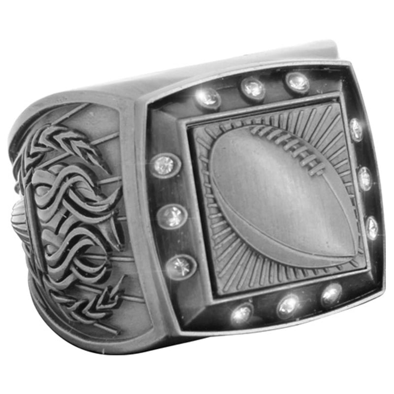12 Stone Football Ring - Antique Finish - AndersonTrophy.com