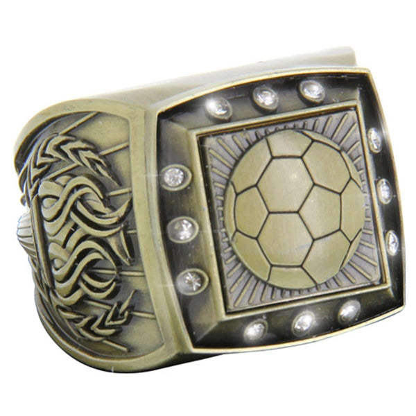 12 Stone Soccer Championship Ring - Antique Finish - AndersonTrophy.com