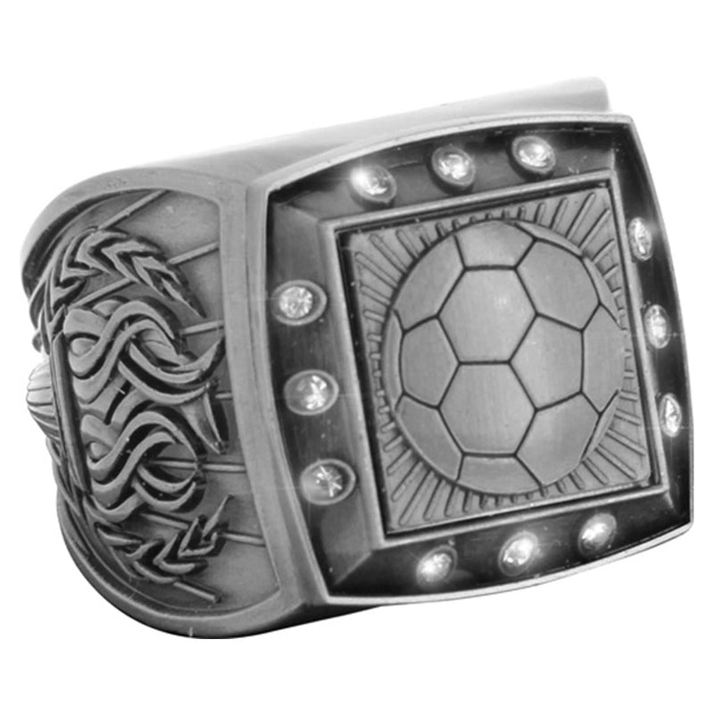 12 Stone Soccer Championship Ring - Antique Finish - AndersonTrophy.com