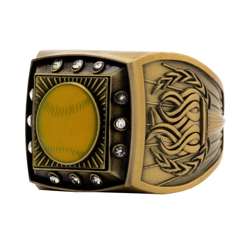 12 Stone Softball Ring - Antique Finish - AndersonTrophy.com