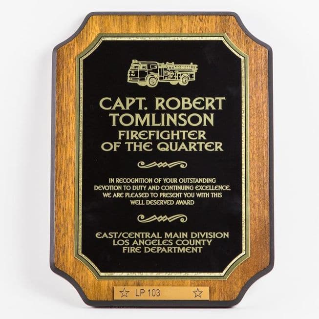 2MP30K Notched Corner Plaque - Genuine Walnut Veneer - AndersonTrophy.com