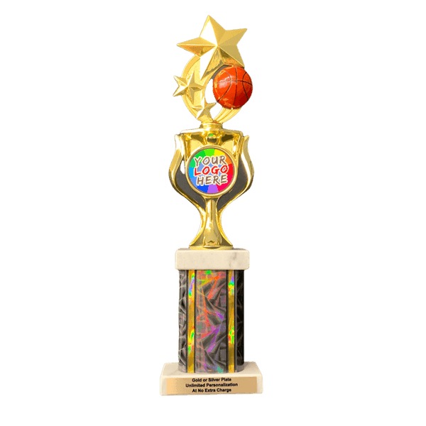 3 Star Spin Basketball Column Trophy - Series 006925 - AndersonTrophy.com