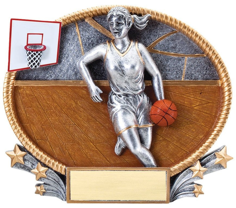 3D Oval Plate Basketball Resin - Female - AndersonTrophy.com