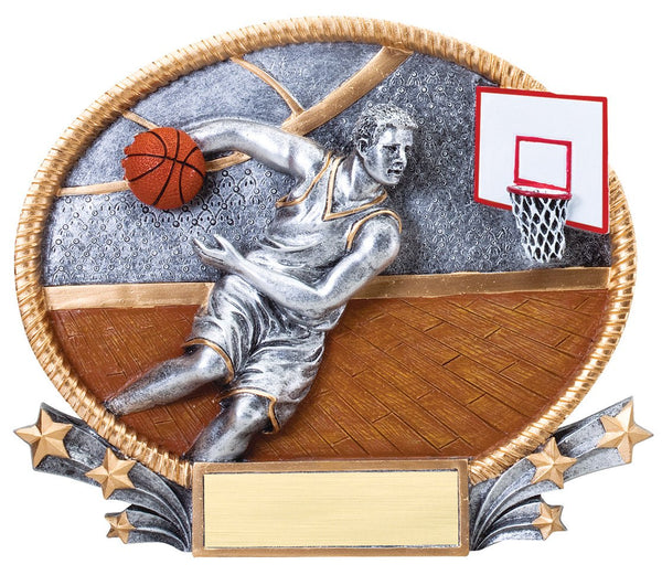 3D Oval Plate Basketball Resin - Male - AndersonTrophy.com