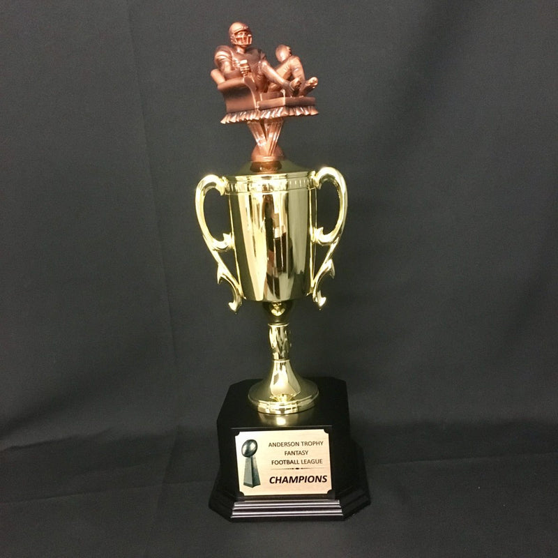 Armchair Fantasy Football Trophy Cup on Matte Black Base - AndersonTrophy.com