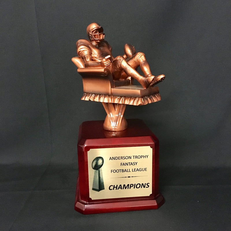 Armchair Fantasy Football Trophy on Glossy Rosewood Base - AndersonTrophy.com