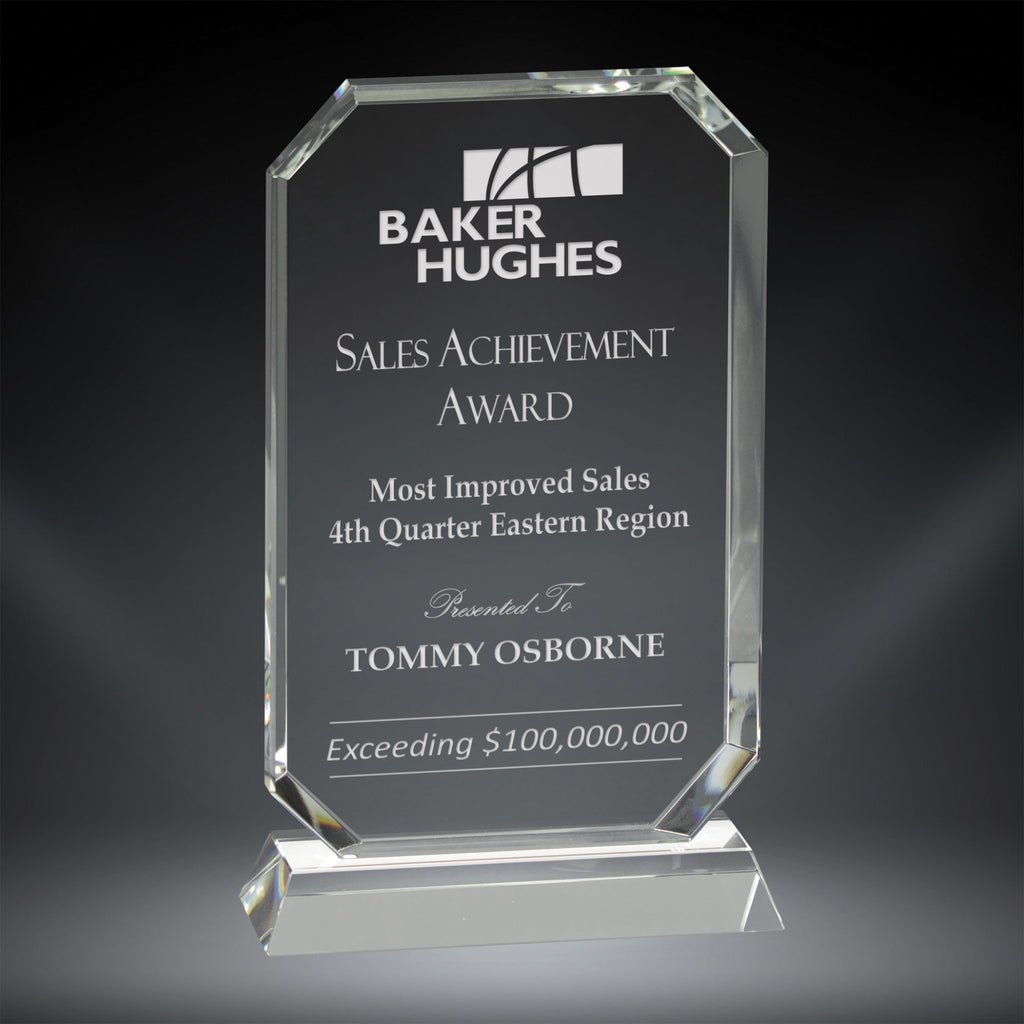 Rectangle Award Beveled Rectangle Crystal Award - crystal glass award | Laser Engraving ...