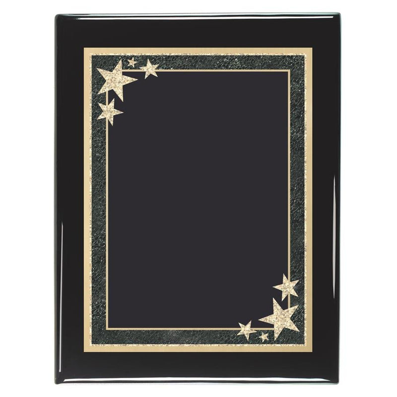 Black Starburst Decorative Plaque - Square Corner Black Piano Finish - AndersonTrophy.com