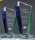 Blue & Green Side Panel V Crystal Glass Award - AndersonTrophy.com