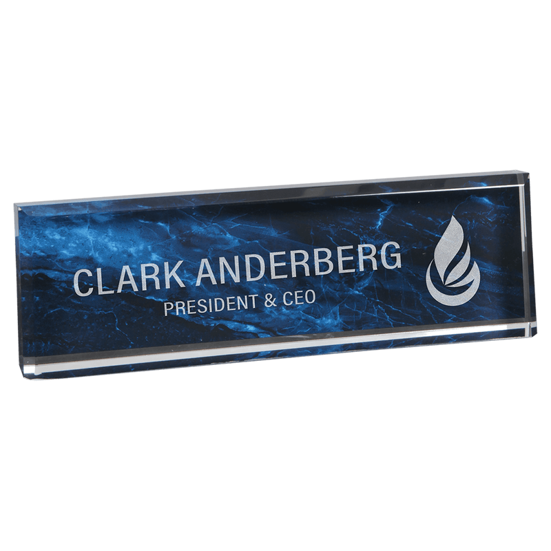 Blue Marbled Acrylic Name Bar - AndersonTrophy.com