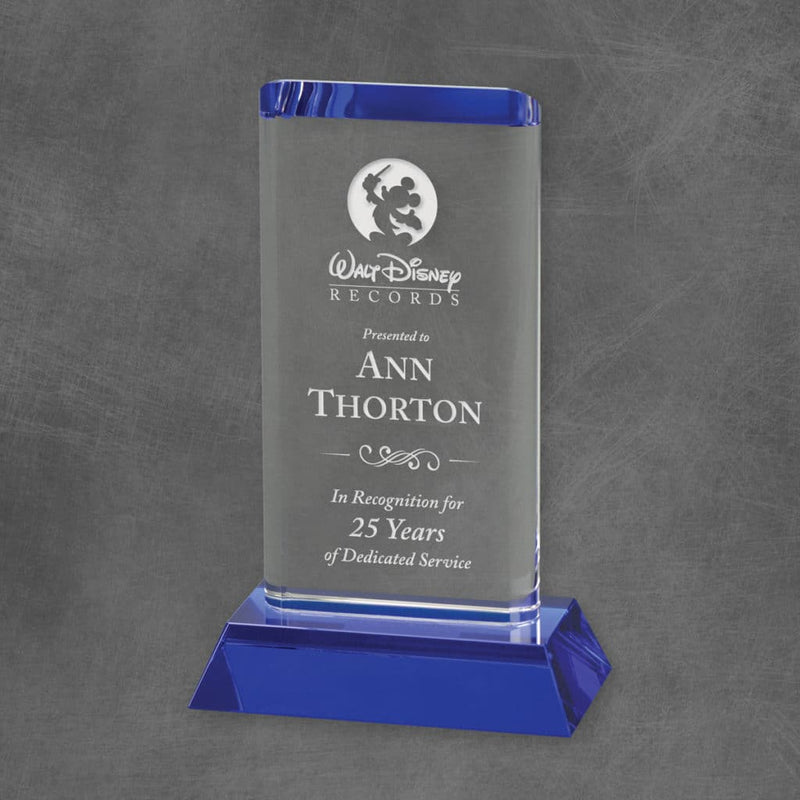 Blue Oval Tower Crystal Corporate Award - AndersonTrophy.com
