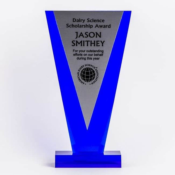 Blue V Acrylic Corporate Award - AndersonTrophy.com