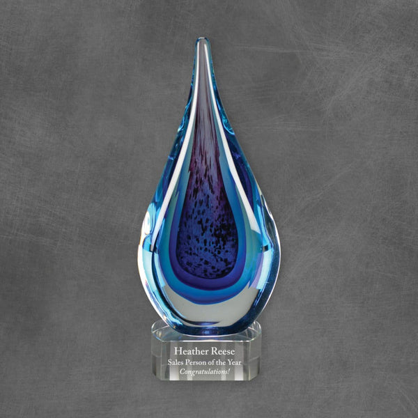 Blue Water Glass Art - AndersonTrophy.com