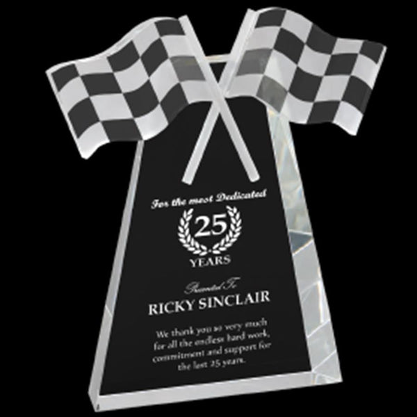 Checkered Flag Crystal Racing Award - AndersonTrophy.com