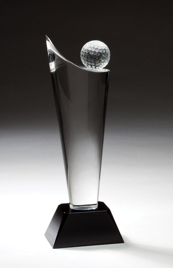 Crescent Tower Leading Edge Crystal Golf Award - AndersonTrophy.com