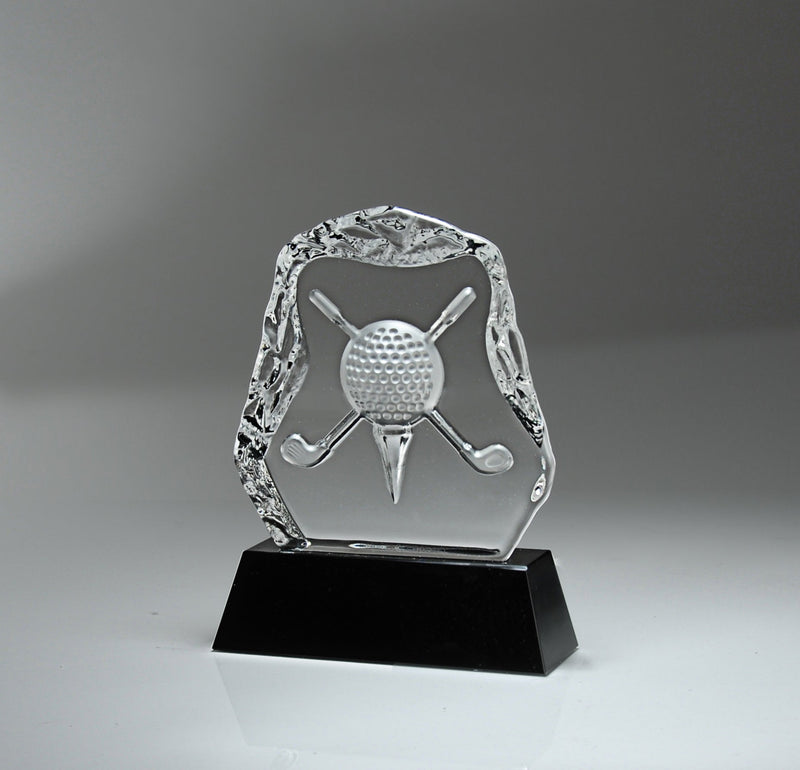 Crossed Club Ice Crystal Golf Award - AndersonTrophy.com