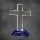 Crystal Cross on Blue Base - AndersonTrophy.com