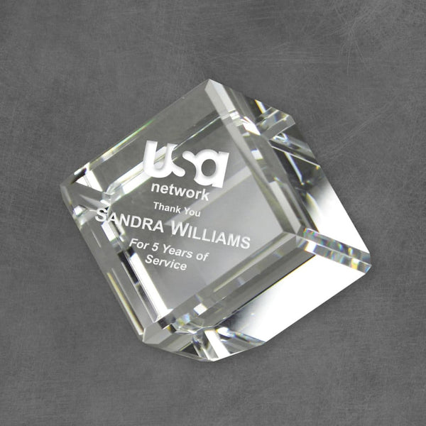 Crystal Cube Paperweight Corporate Award - AndersonTrophy.com