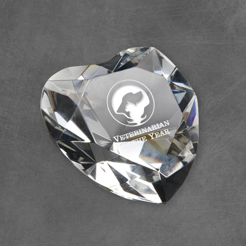 Crystal Heart Paperweight - AndersonTrophy.com