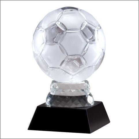 Crystal Soccer Ball Award on Black Crystal Base - AndersonTrophy.com