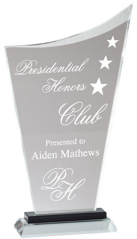 Curved Peak Glass Award - AndersonTrophy.com