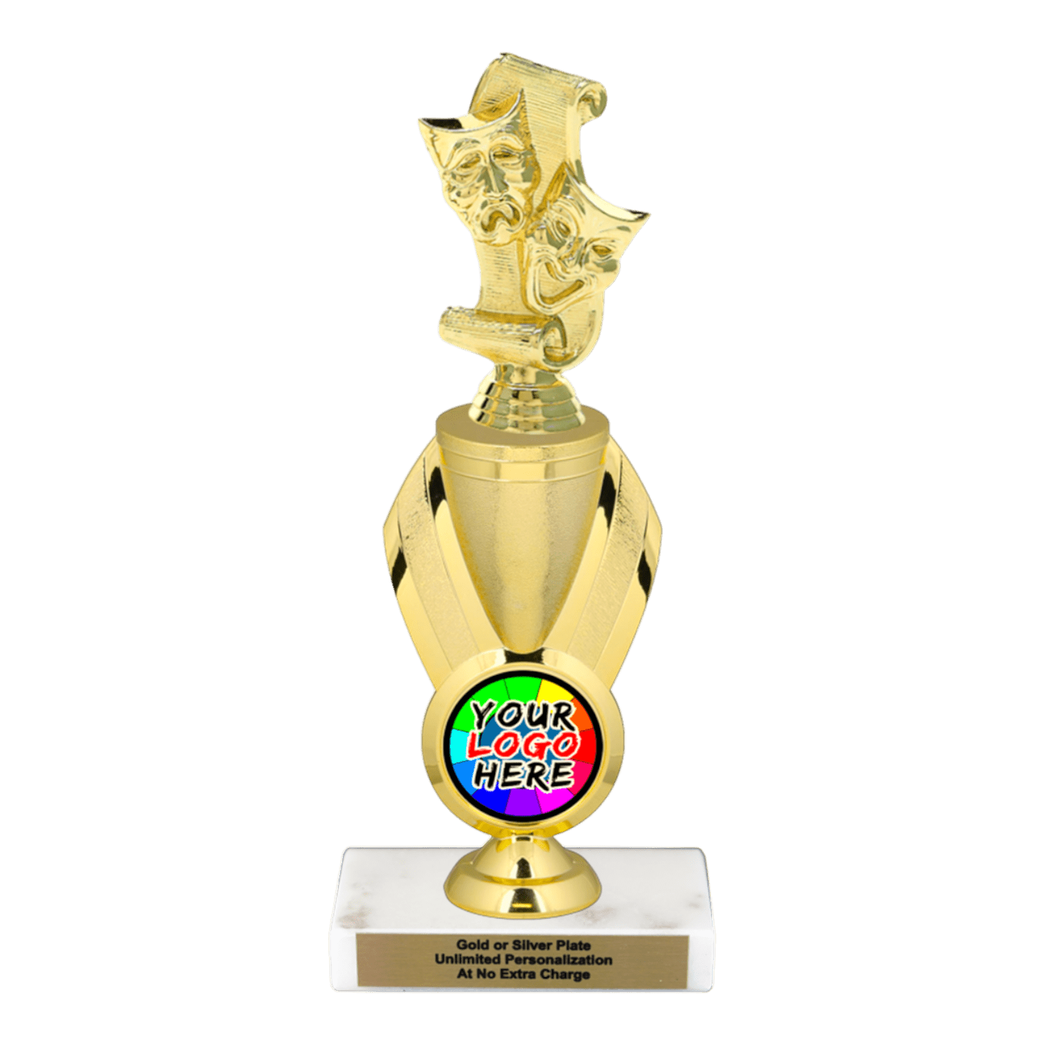 Custom Drama Trophy - Custom Drama Trophy | Engraved Nameplate, Marble Base