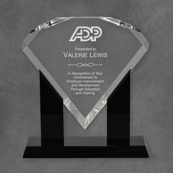 Diamond on Black Base Acrylic Corporate Award - Clear - AndersonTrophy.com