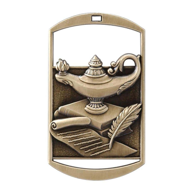 DT Hi Relief Series Lamp of Knowledge Dog Tag - AndersonTrophy.com