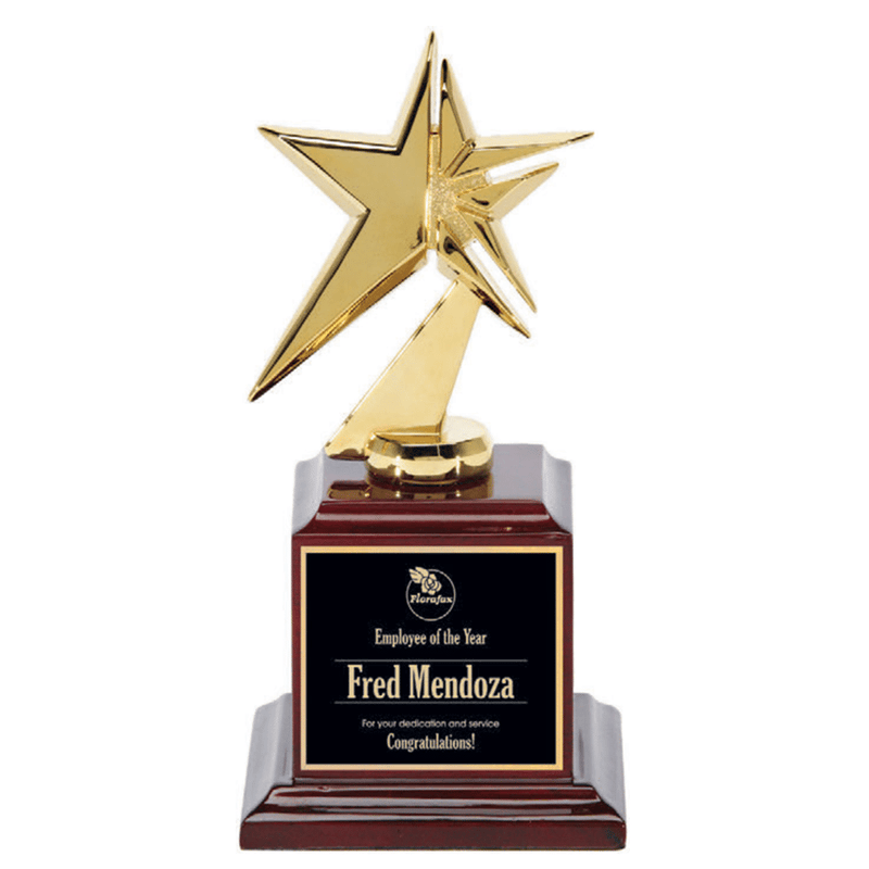 Dynamic Gold Star Award on Stepped Rosewood Piano Finish Base - AndersonTrophy.com